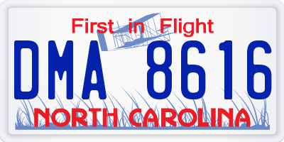 NC license plate DMA8616
