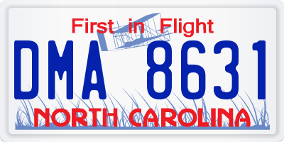 NC license plate DMA8631
