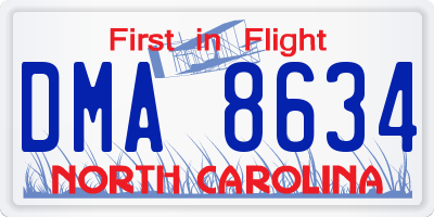 NC license plate DMA8634