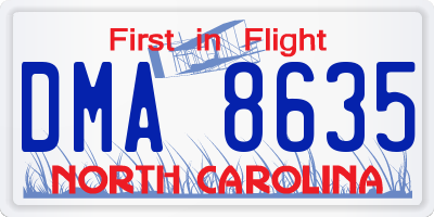 NC license plate DMA8635
