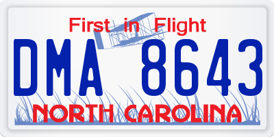 NC license plate DMA8643