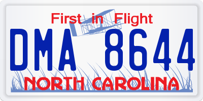 NC license plate DMA8644