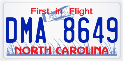 NC license plate DMA8649