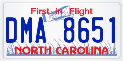 NC license plate DMA8651
