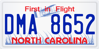 NC license plate DMA8652