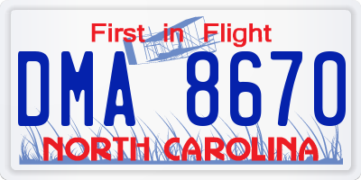 NC license plate DMA8670