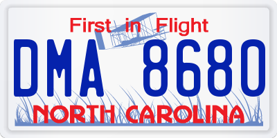 NC license plate DMA8680