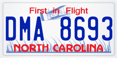 NC license plate DMA8693