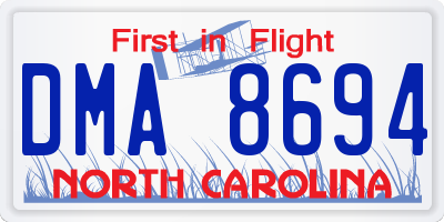 NC license plate DMA8694