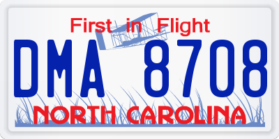 NC license plate DMA8708