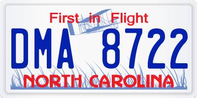 NC license plate DMA8722