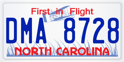 NC license plate DMA8728