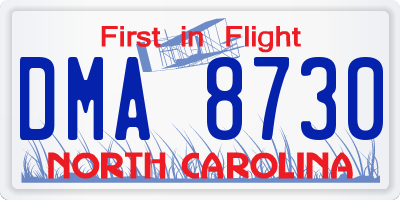NC license plate DMA8730