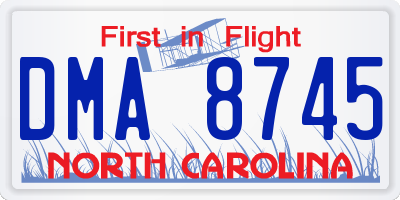 NC license plate DMA8745