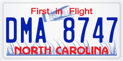 NC license plate DMA8747