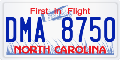 NC license plate DMA8750