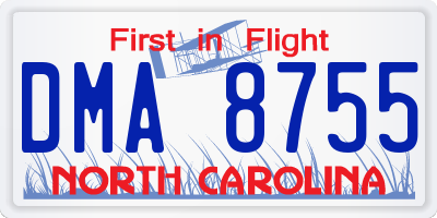 NC license plate DMA8755