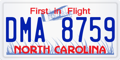 NC license plate DMA8759