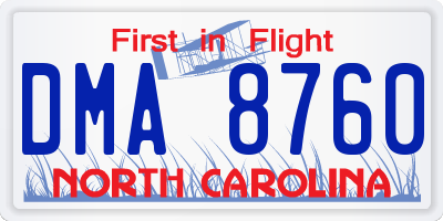 NC license plate DMA8760