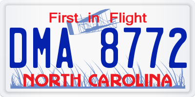 NC license plate DMA8772