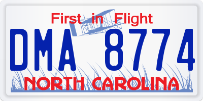 NC license plate DMA8774