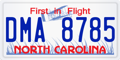 NC license plate DMA8785