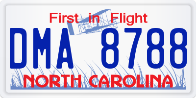 NC license plate DMA8788