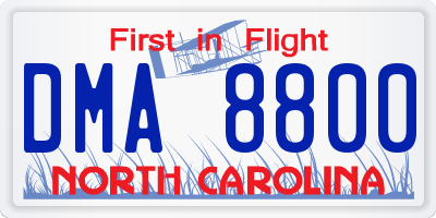 NC license plate DMA8800