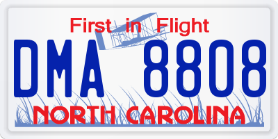 NC license plate DMA8808