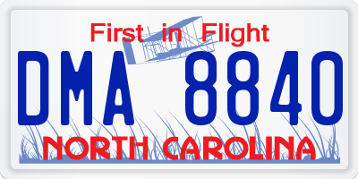 NC license plate DMA8840