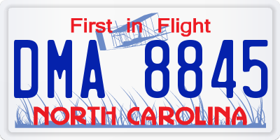 NC license plate DMA8845