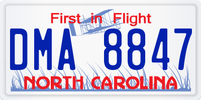 NC license plate DMA8847