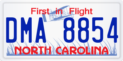 NC license plate DMA8854