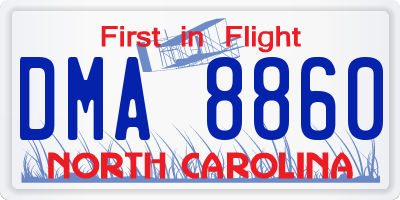 NC license plate DMA8860