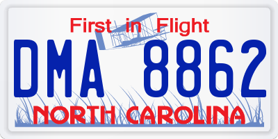 NC license plate DMA8862