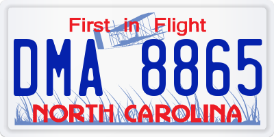 NC license plate DMA8865