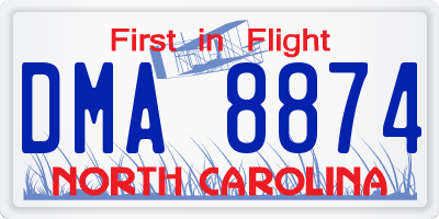 NC license plate DMA8874