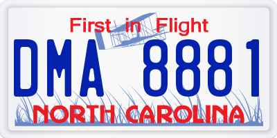 NC license plate DMA8881