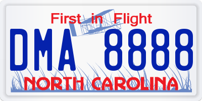 NC license plate DMA8888