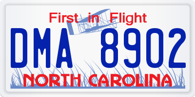 NC license plate DMA8902
