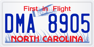 NC license plate DMA8905