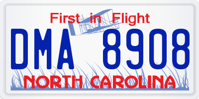 NC license plate DMA8908