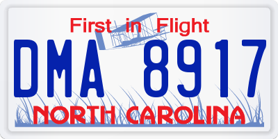NC license plate DMA8917