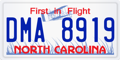 NC license plate DMA8919