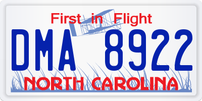 NC license plate DMA8922