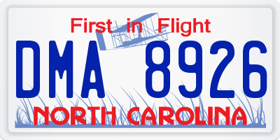 NC license plate DMA8926