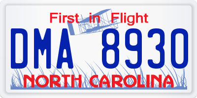 NC license plate DMA8930