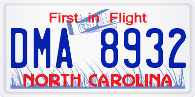 NC license plate DMA8932
