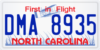 NC license plate DMA8935