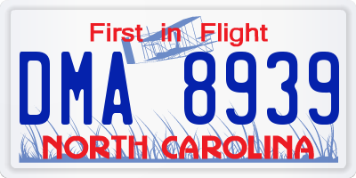 NC license plate DMA8939